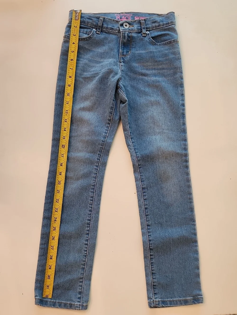 The Childrens Place Girls Skinny Jeans Blue Adjustable Waist Denim Pants Size 10